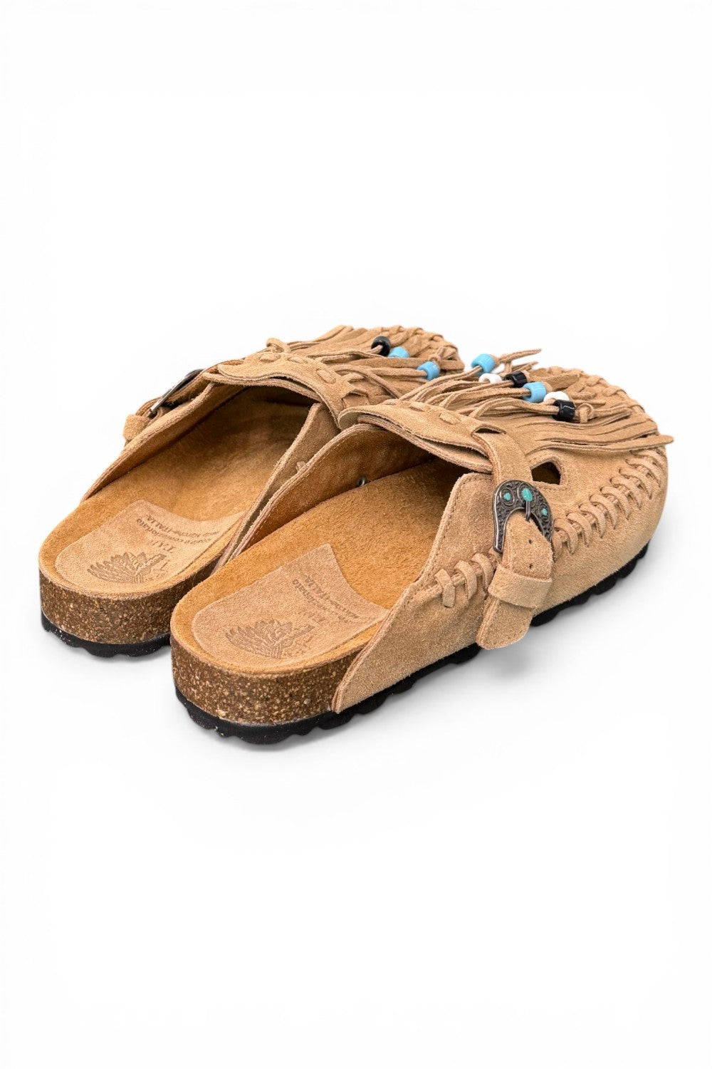 Sabot con frangia e perline Taji by Lagoa suede sabbia 