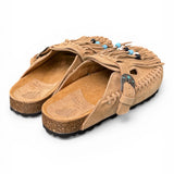 Sabot con frangia e perline Taji by Lagoa suede sabbia 