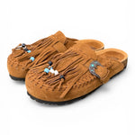 Sabot con frangia e perline Taji by Lagoa suede cuoio 