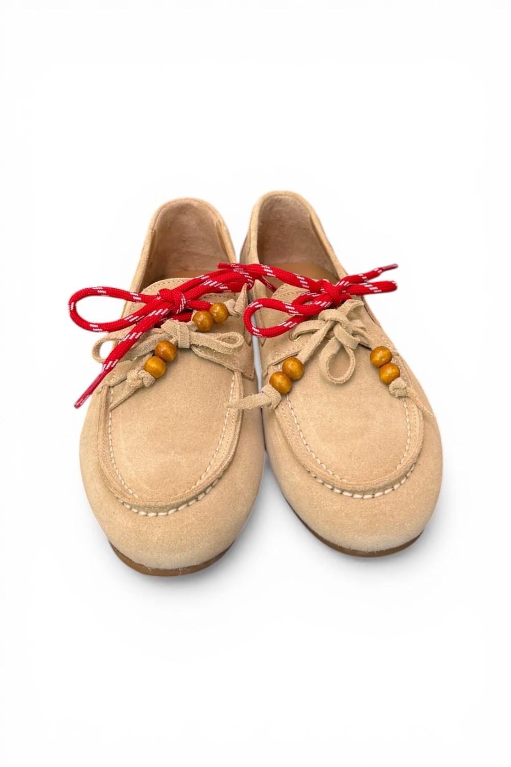 Scarpa barca suede beige Antica Bottega<BR/> 