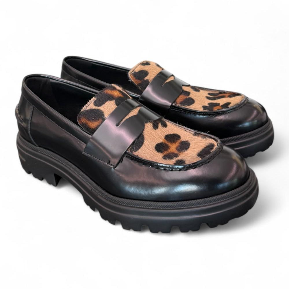 Mocassino pelle nero leo Uma Parker 