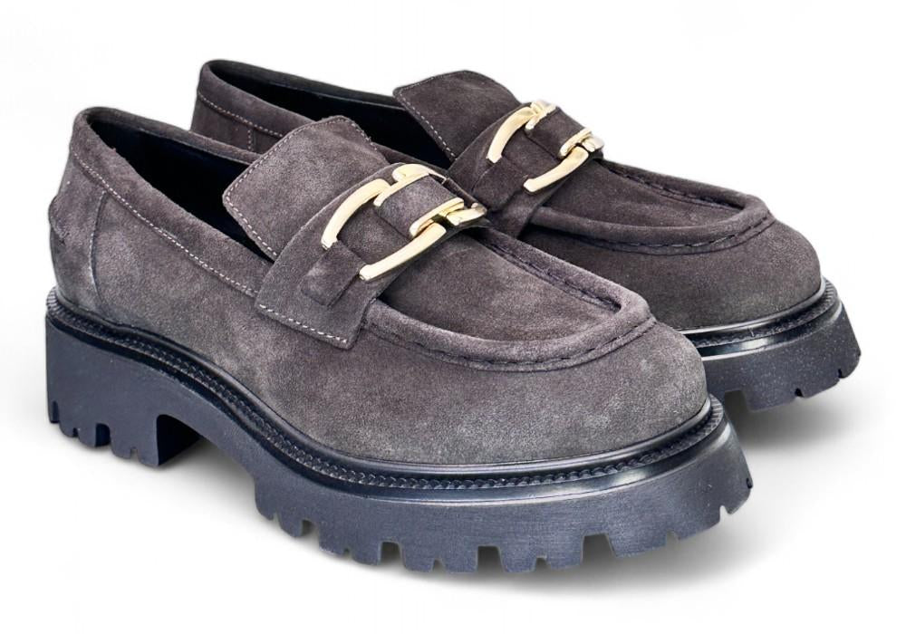 Mocassino donna Uma Parker camoscio pepe 