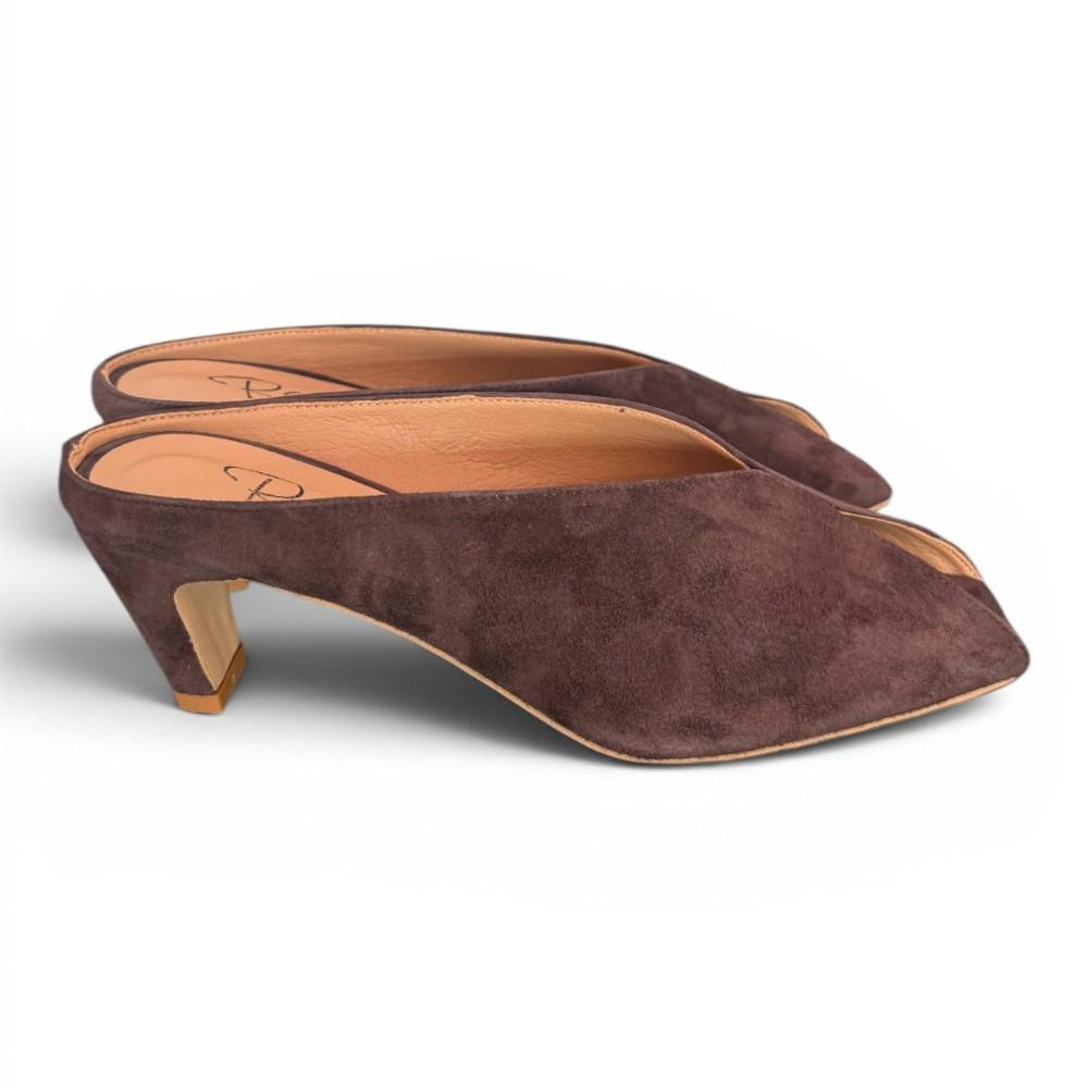 Ciabatta suede testa di moro tacco 60 Ranye 