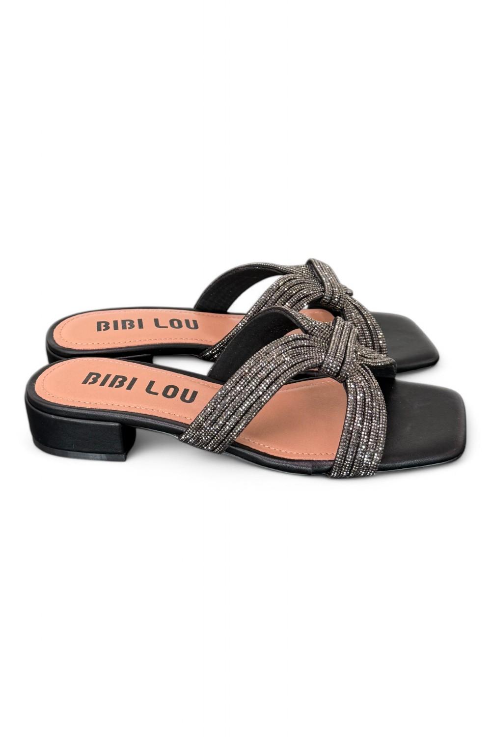 Ciabatta fascia strass nera Bibi Lou<BR/> 