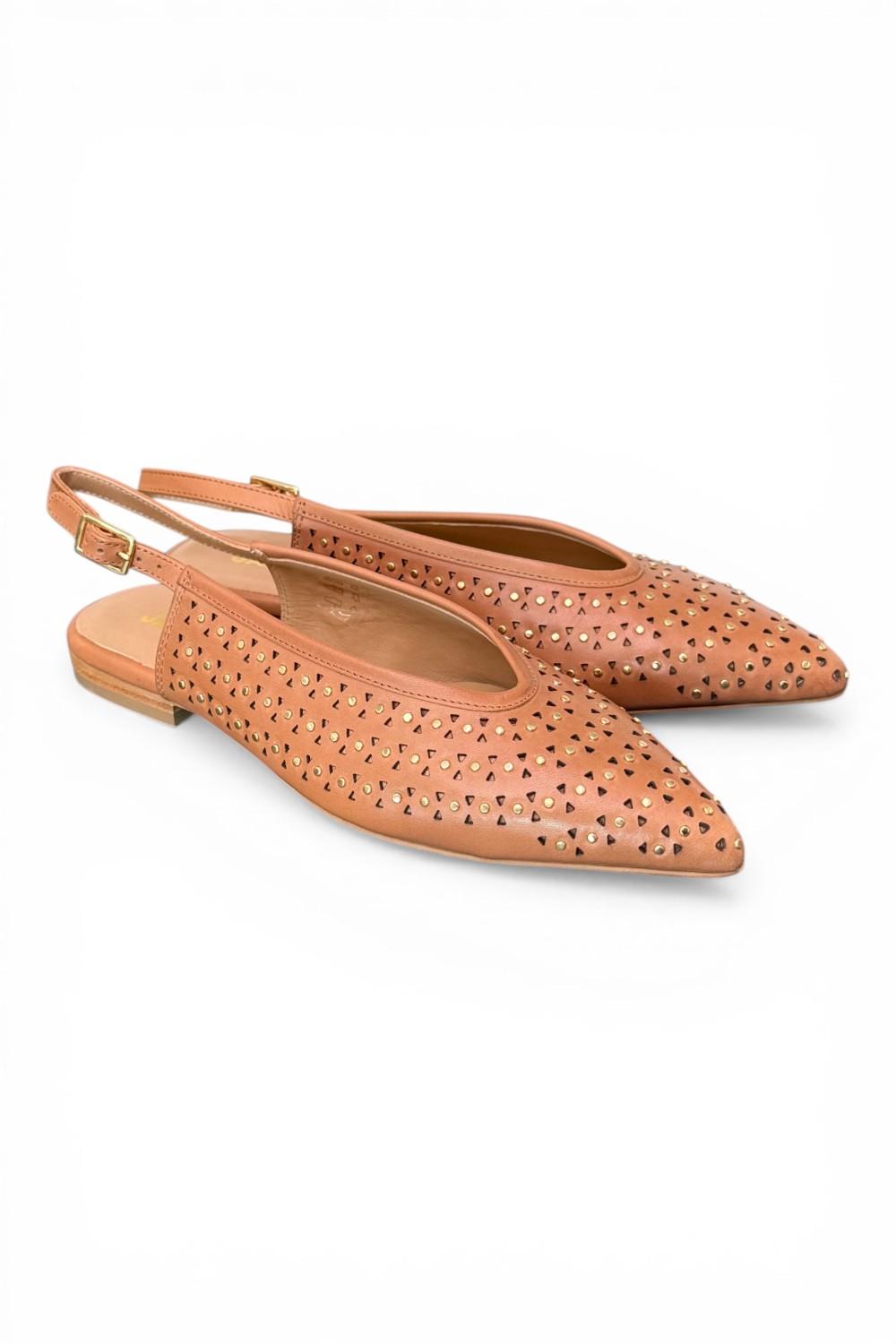 Slingback microborchie cuoio Janet<BR/> <BR/> 