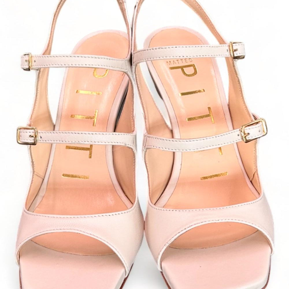 Sandalo cintini burro tacco 90 Matteo Pitti<BR/> 