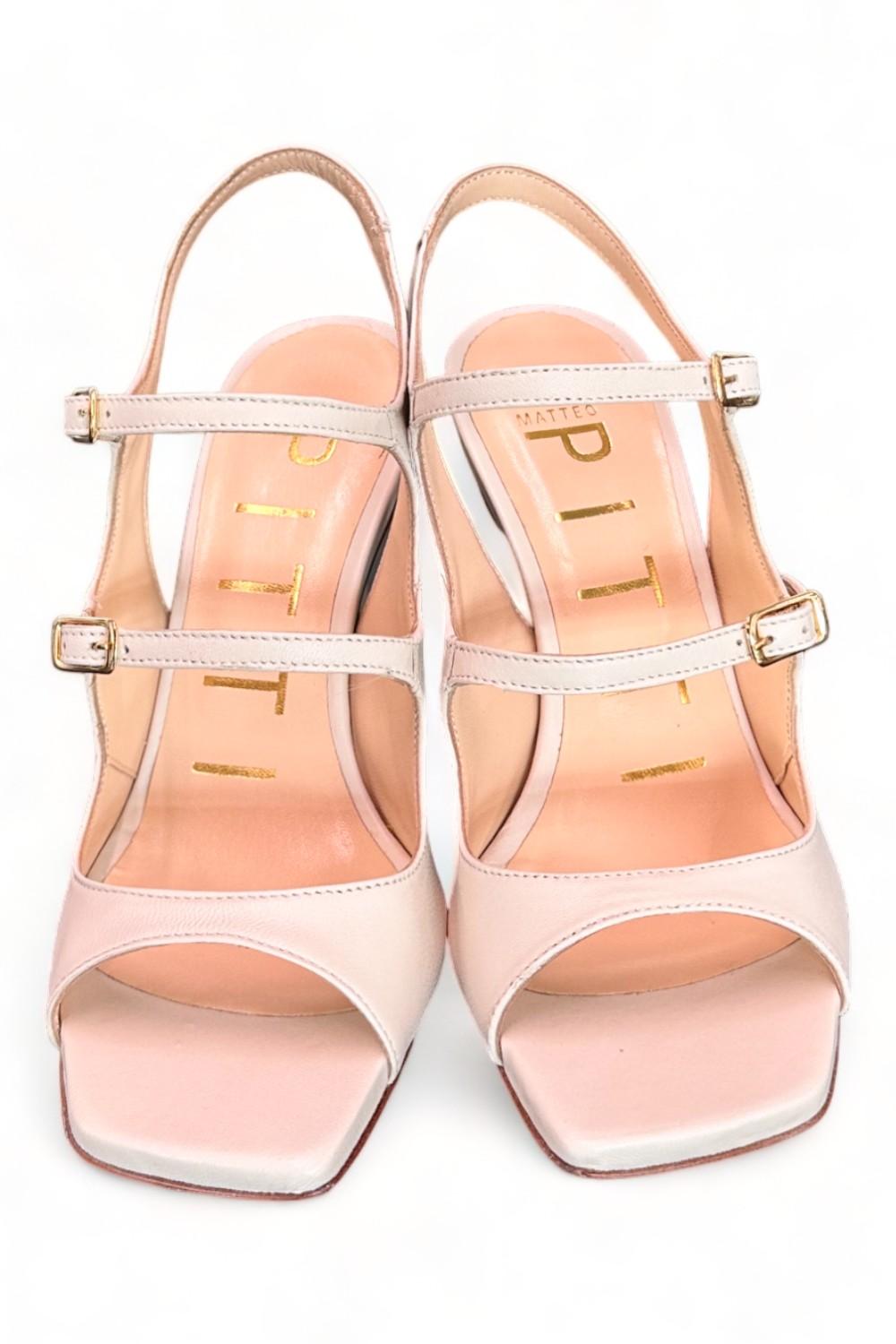 Sandalo cintini burro tacco 90 Matteo Pitti<BR/> 