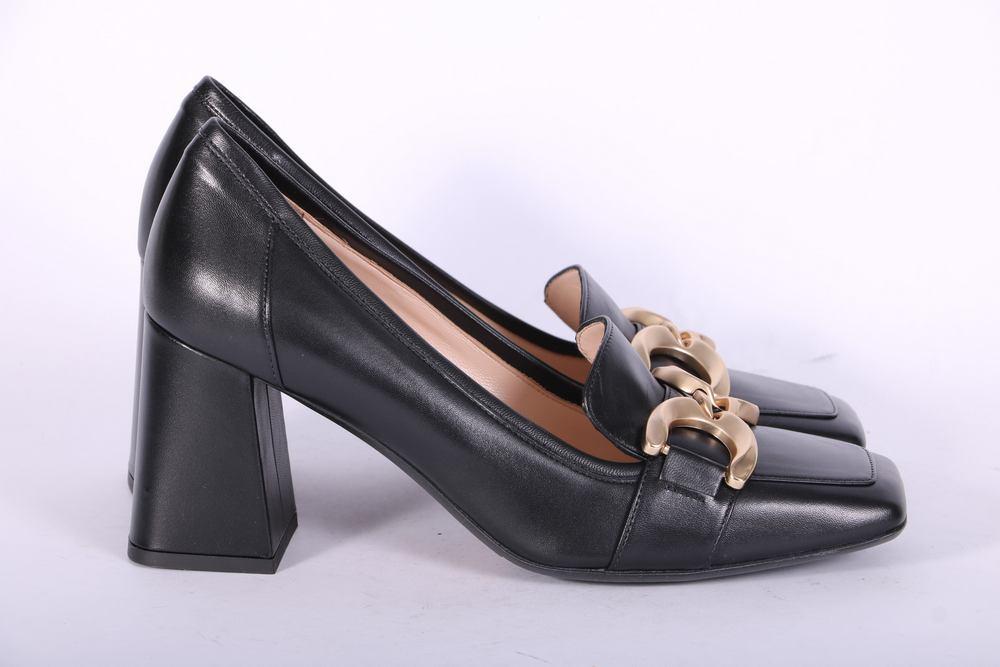Mocassino accessorio pelle nera tacco Matteo Pitti 