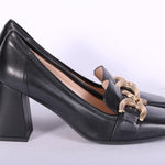 Mocassino accessorio pelle nera tacco Matteo Pitti 