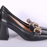 Mocassino accessorio pelle nera tacco Matteo Pitti 
