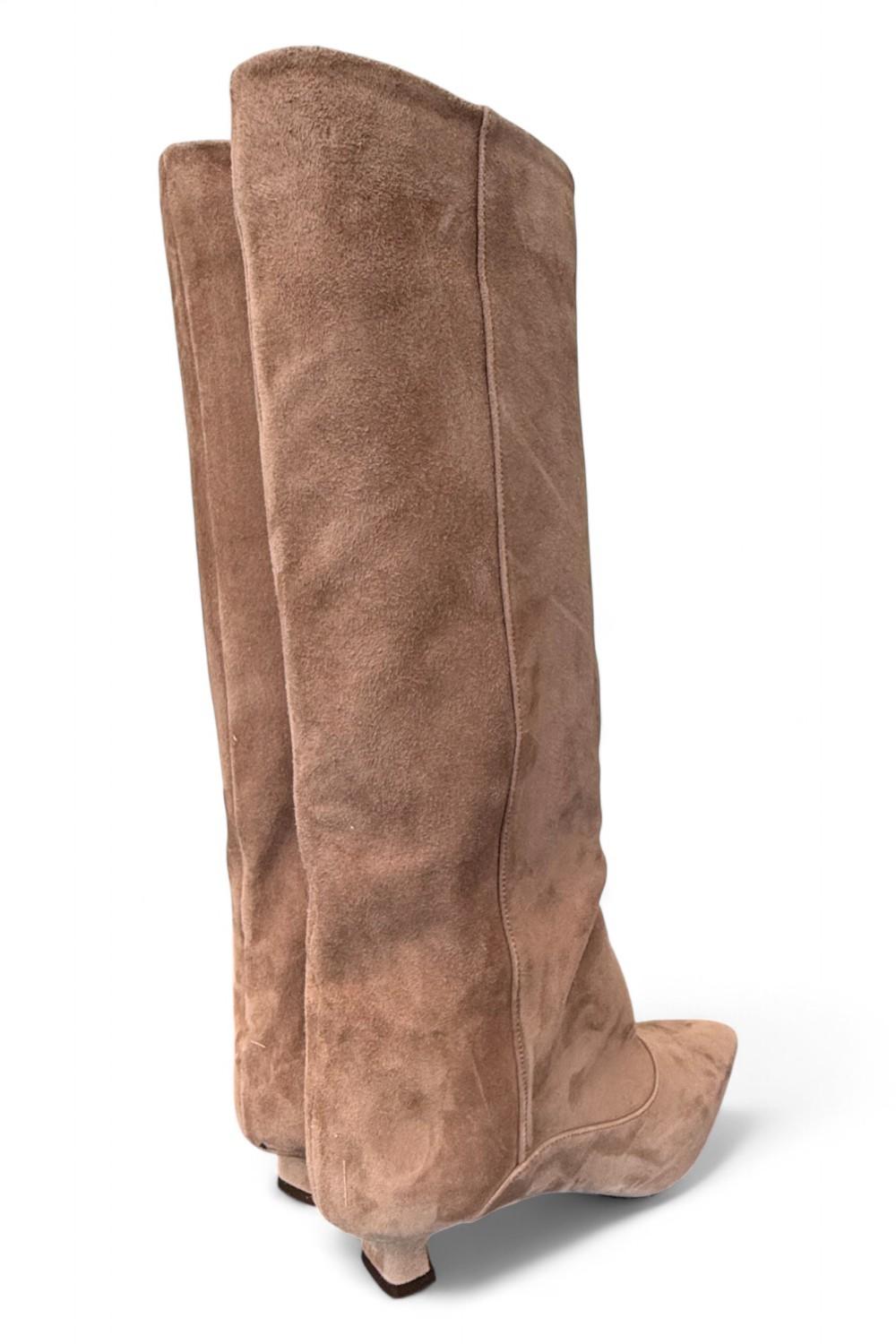 Stivale arricciato a tubo suede beige Anima <BR/> 