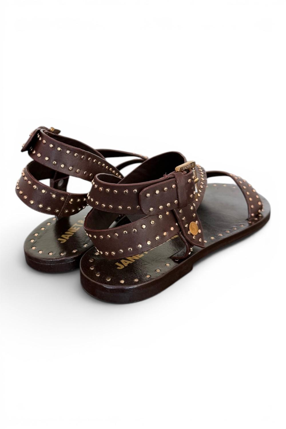 Sandalo microborchie pelle testa di moro Janet<BR/> <BR/> 