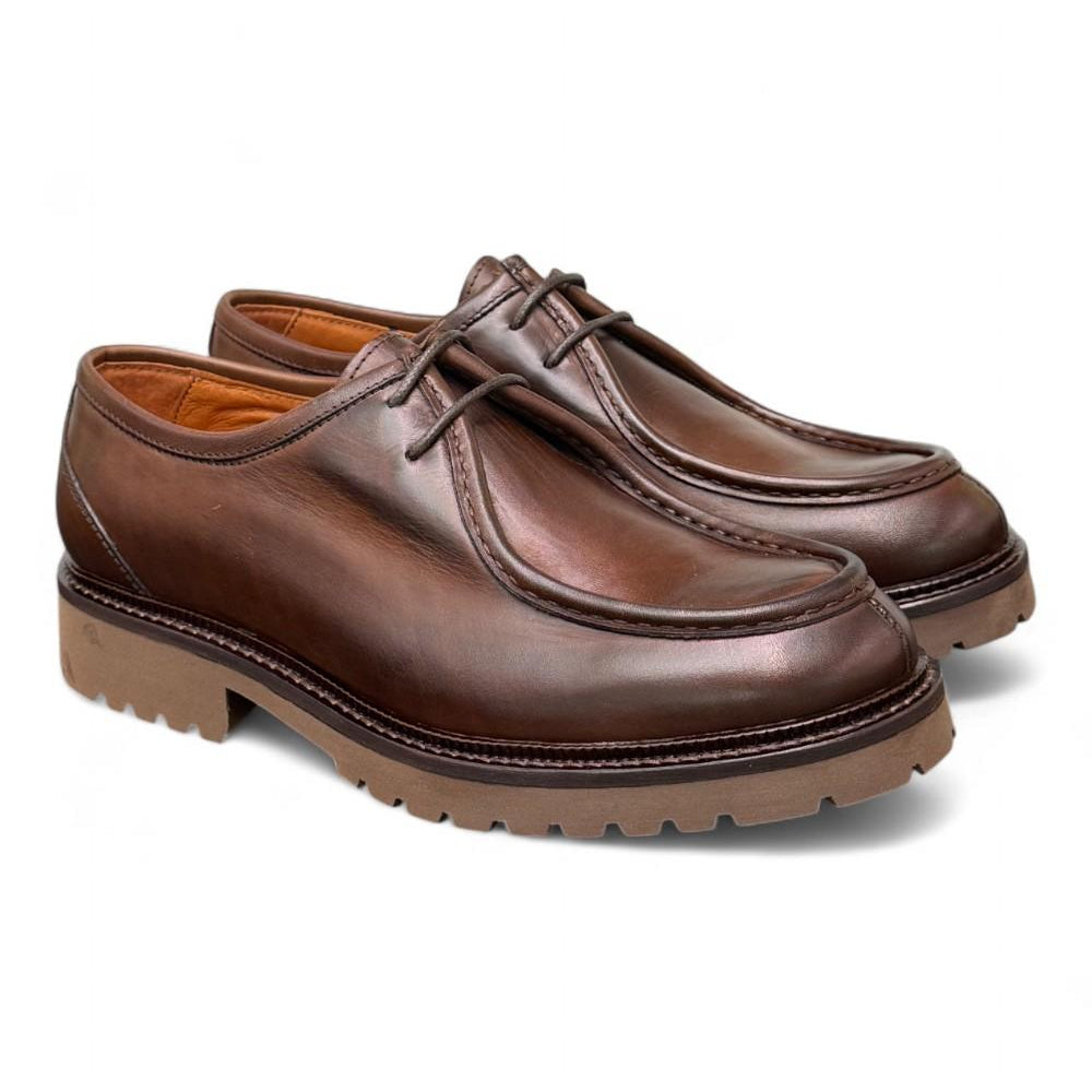 Scarpa allacciata ingegnere cucitura cioccolato Exton 