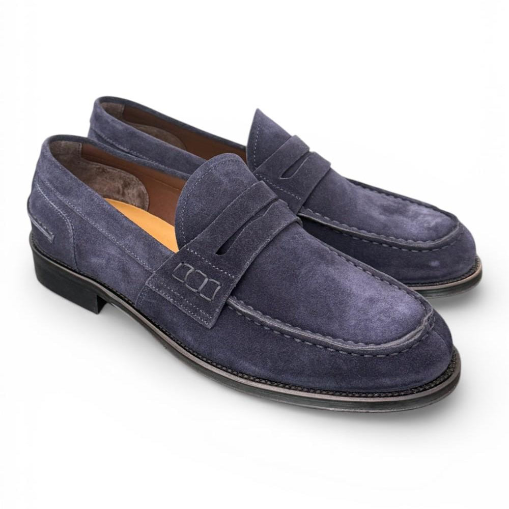 Mocassino camoscio blu Franco Fedele 