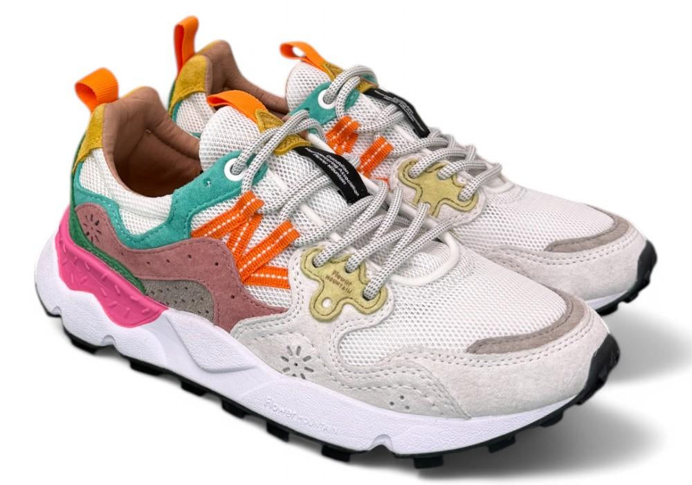 Sneaker donna Flower Mountain Yamano 3 White Fuxia 1N11 rete 