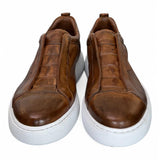 Sneaker uomo slip on pelle marrone  Pawelks 