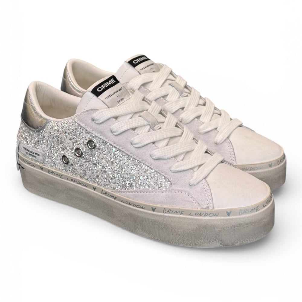 Sneaker bianca argento platform Crime London 
