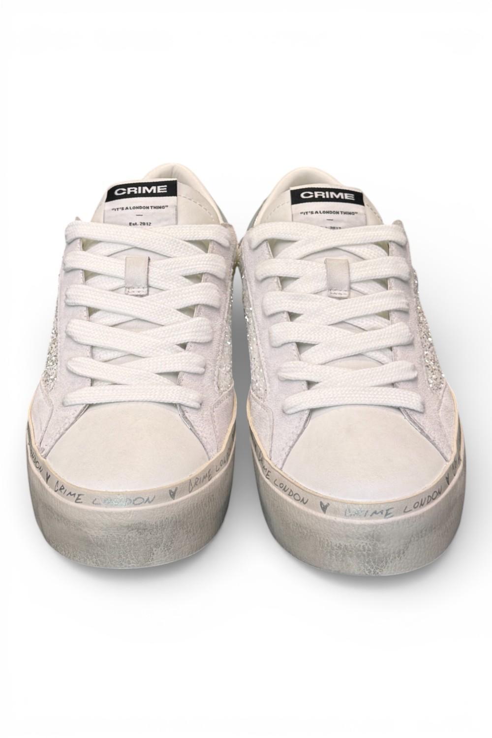Sneaker bianca argento platform Crime London 