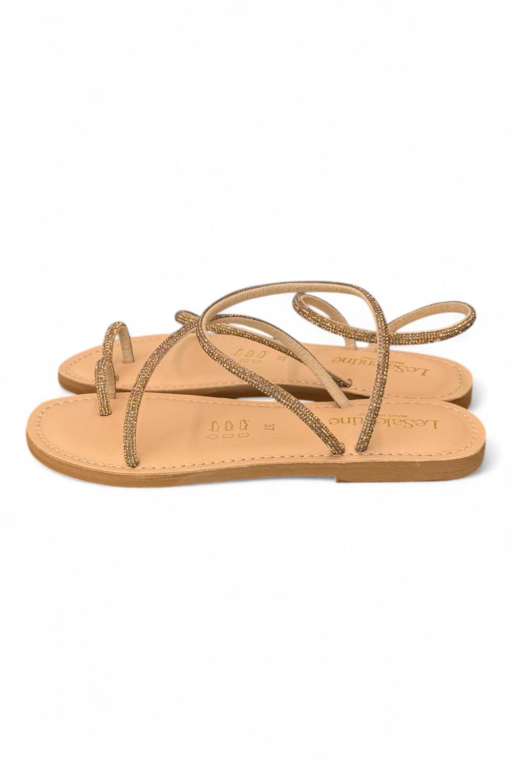 Sandalo infradito strass oro Le Salentine 