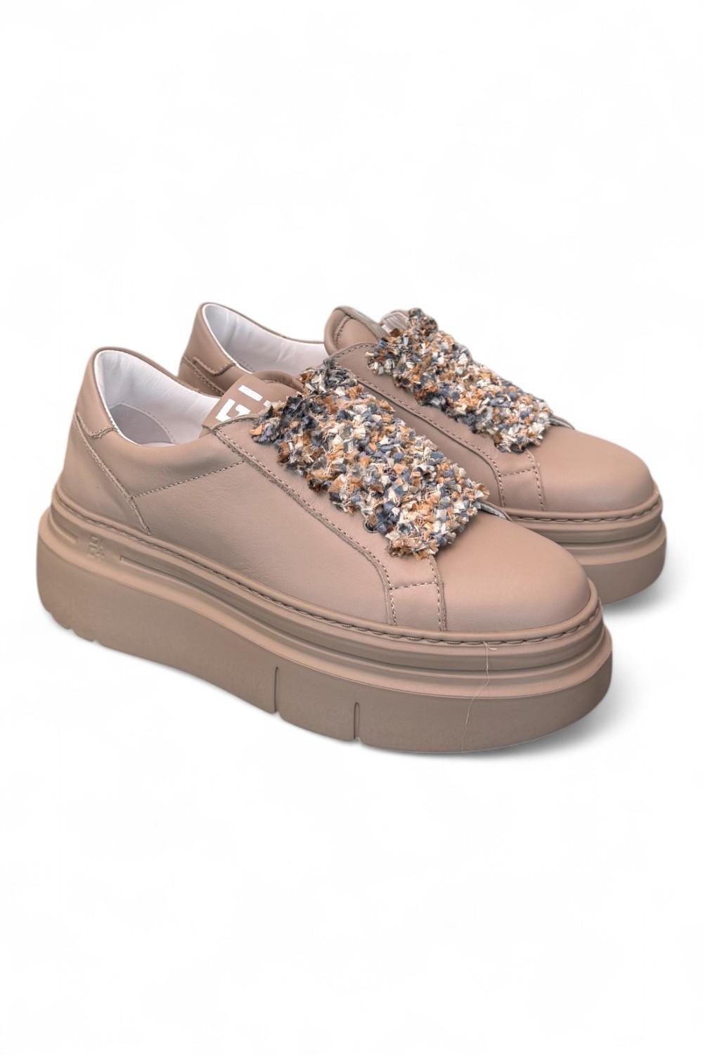 Sneaker donna Gioplus platform tortora 