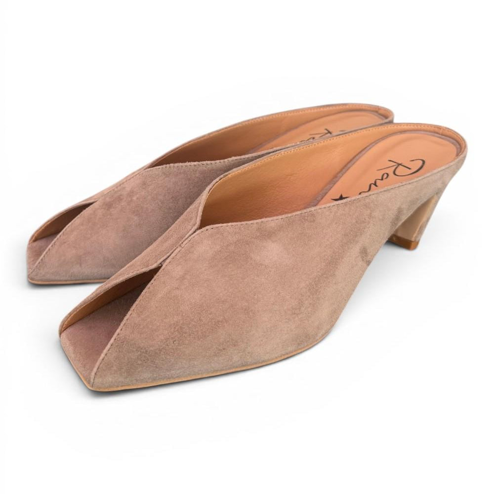 Ciabatta suede taupe tacco 60 Ranye 