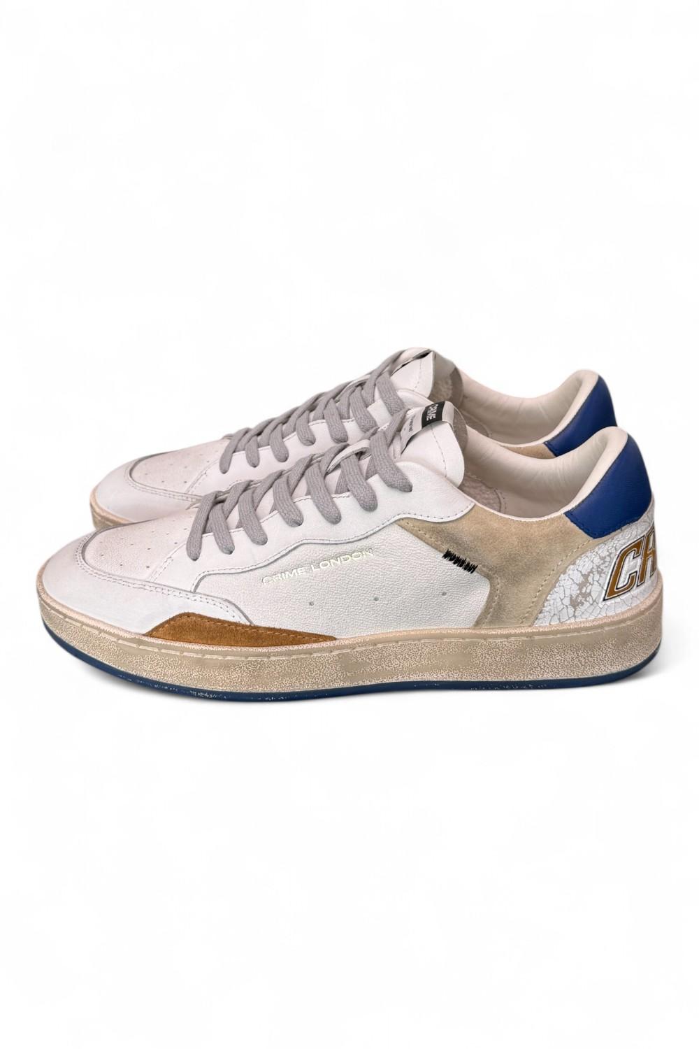 Sneaker uomo basket bianca Crime London Chelsea Oxford Blu 