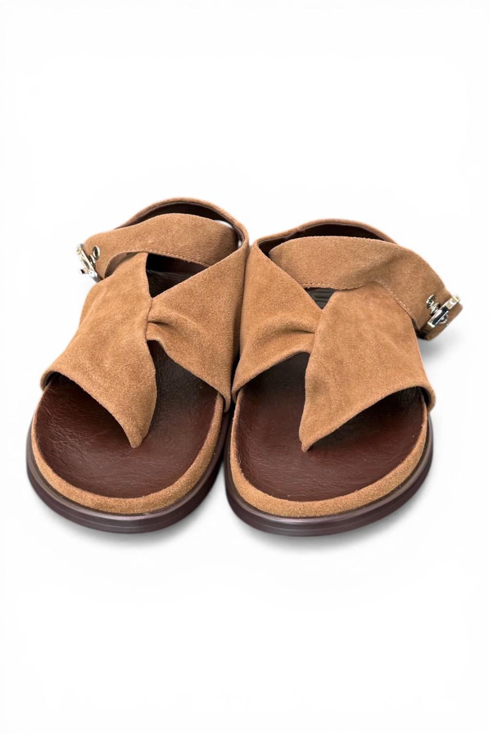 Sandalo infradito fascia suede sigaro Inuovo<BR/> 
