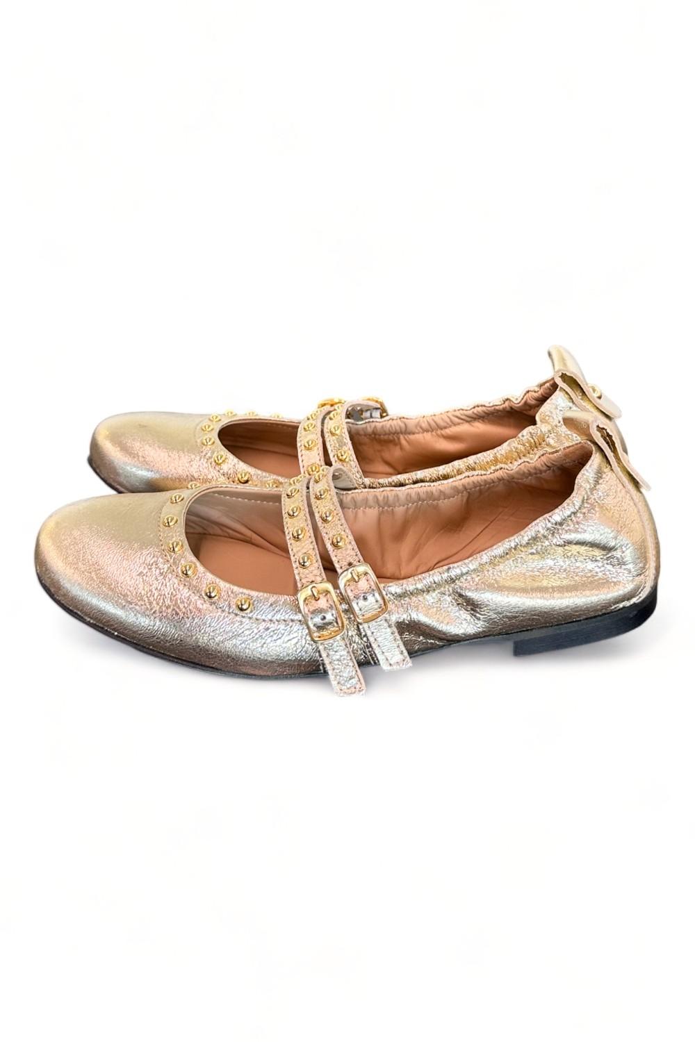 Ballerina cintini  pelle platino Dei Colli<BR/> 