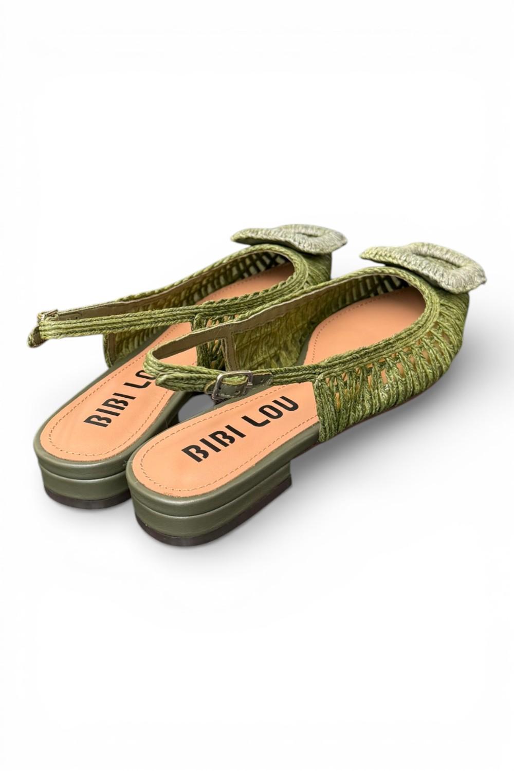 Slingback rafia intrecciata verde Bibi Lou 