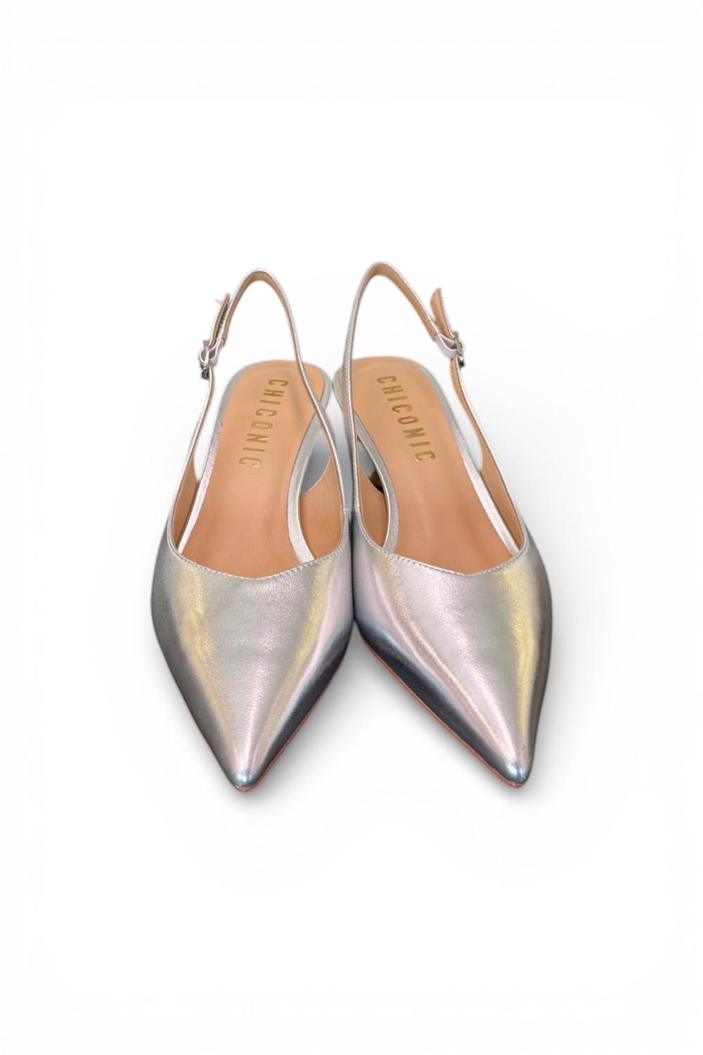 Slingback laminata argento T50 Chiconic 