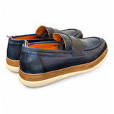 Mocassino uomo blu F.lli Rennella suola gomma 