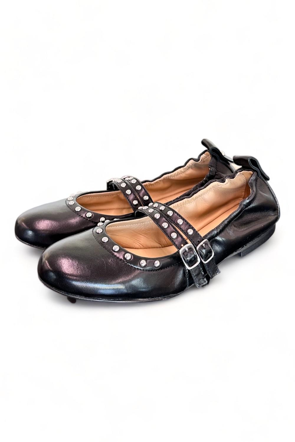 Ballerina cintini pelle nera Dei Colli<BR/> 
