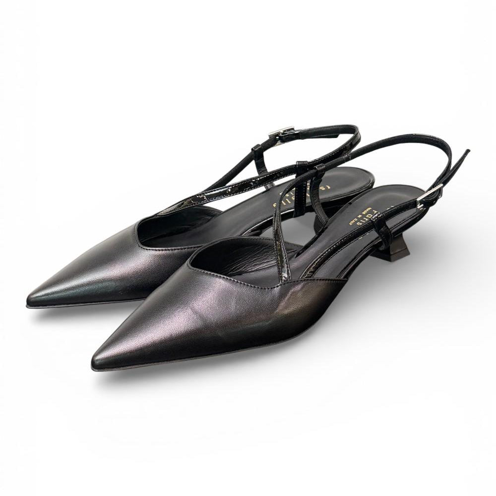 Slingback cintino pelle nera Isabelle Paris 