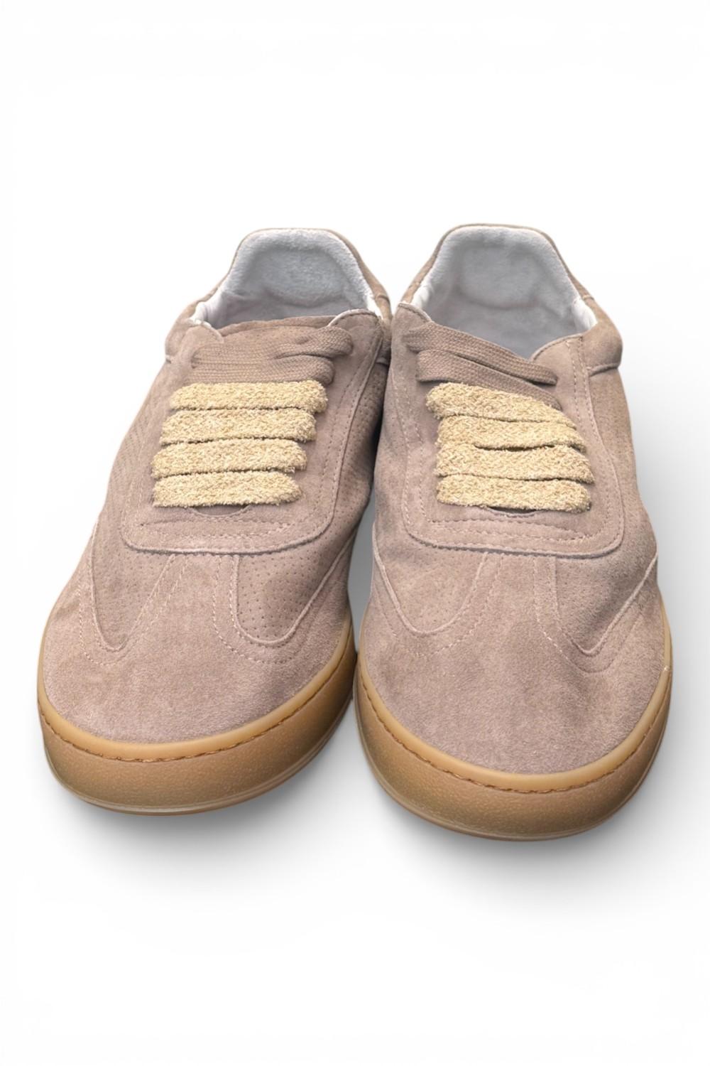 Sneaker uomo Soldini 80 Akira suede forato beige tortora 