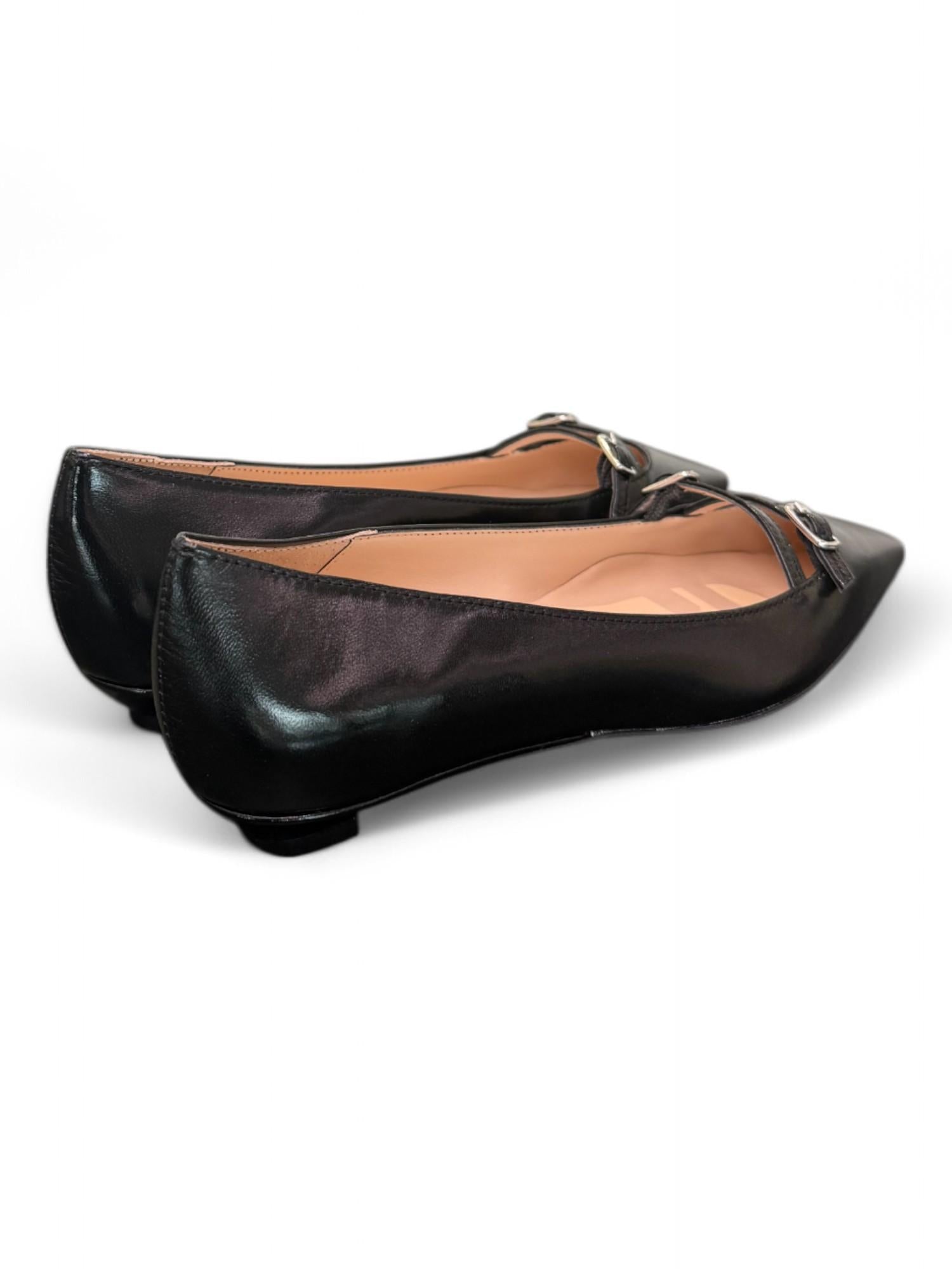 Ballerina cintino pelle nera flat Les Autres<BR/> 