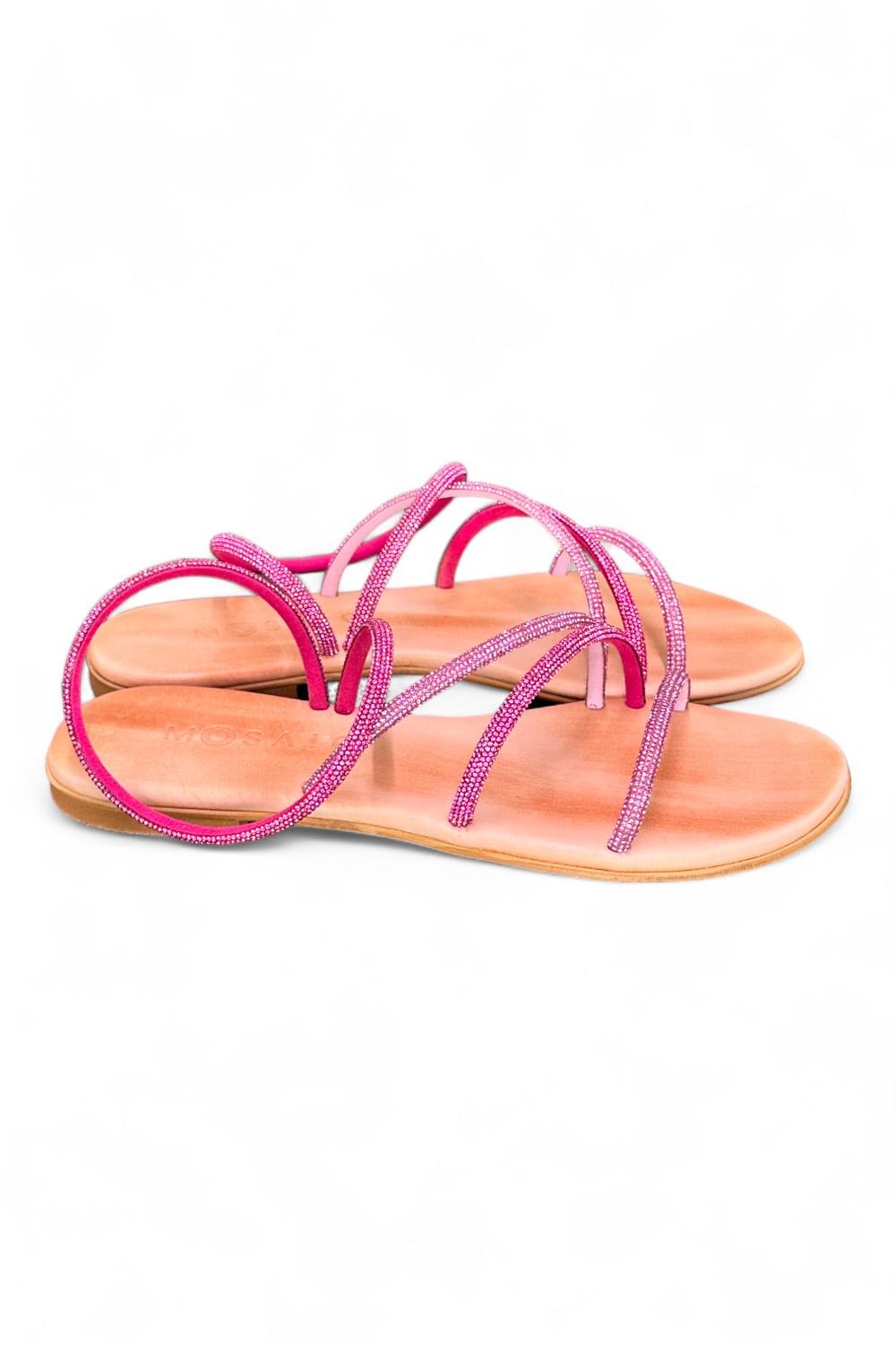 Sandalo mignon strass fuxia e rosa Mosaic 