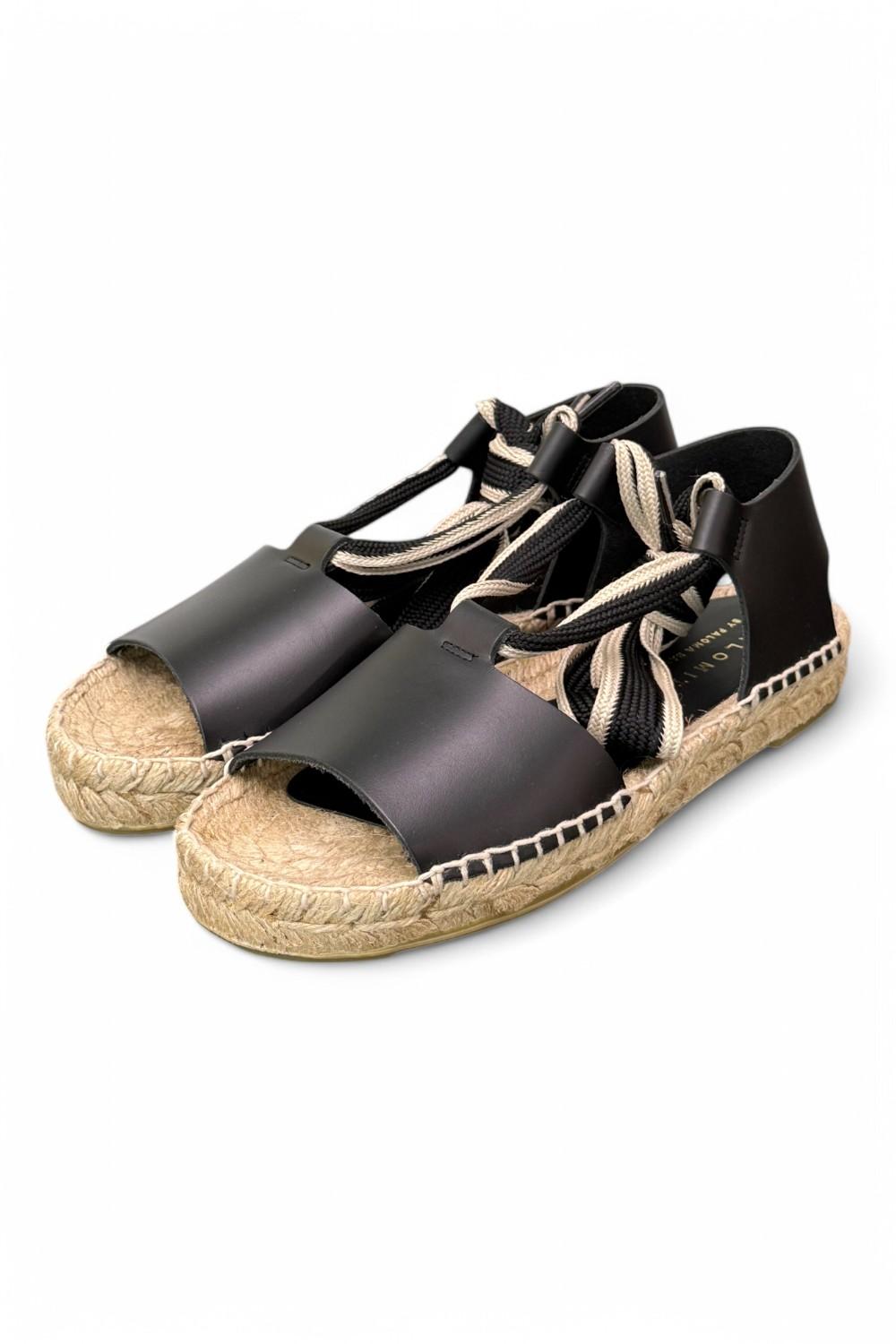 Sandalo con fascia pelle nera Palomitas<BR/> 