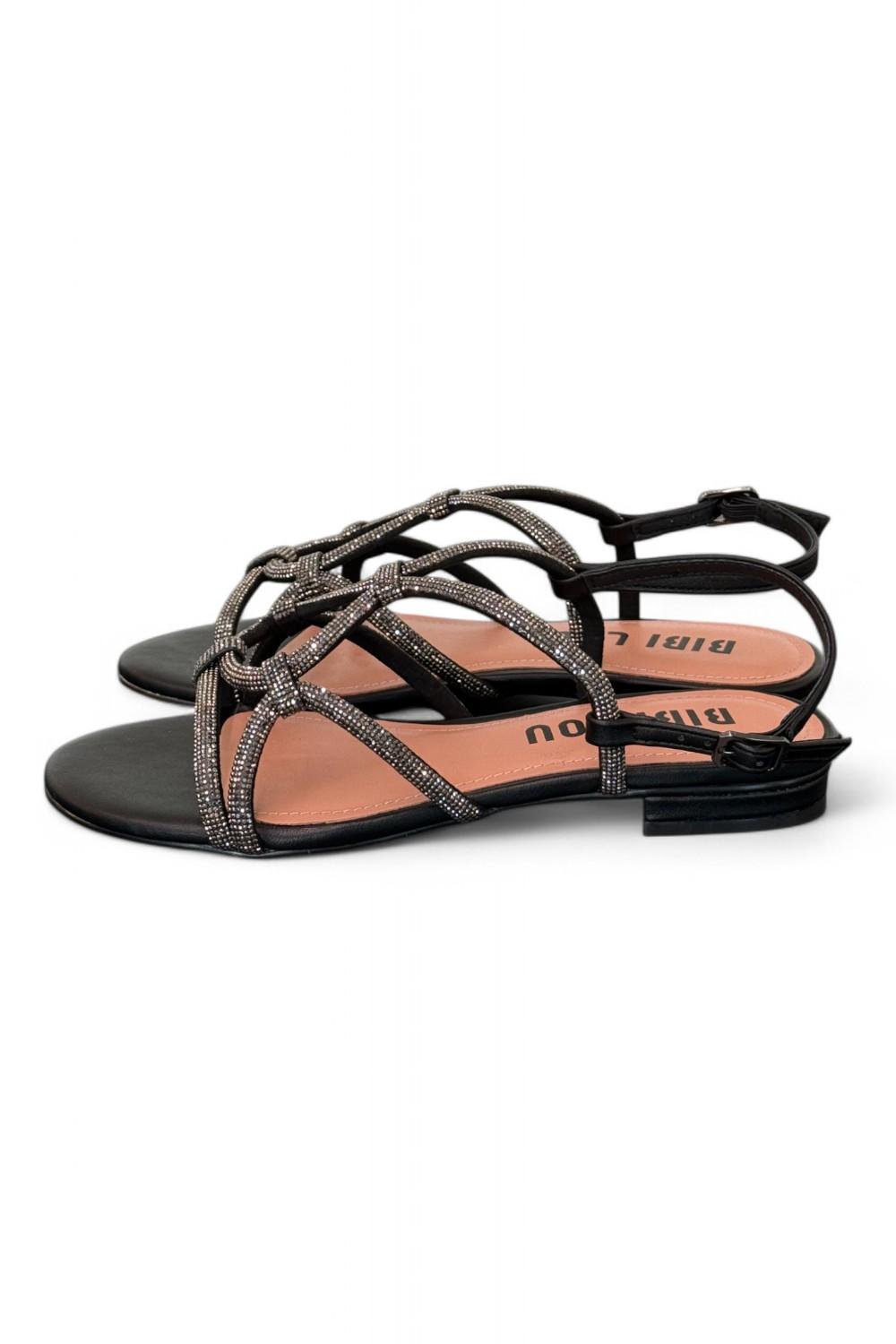 Sandalo incroci strass nero Bibi Lou<BR/> 