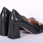 Mocassino accessorio pelle nera tacco Matteo Pitti 
