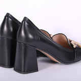 Mocassino accessorio pelle nera tacco Matteo Pitti 