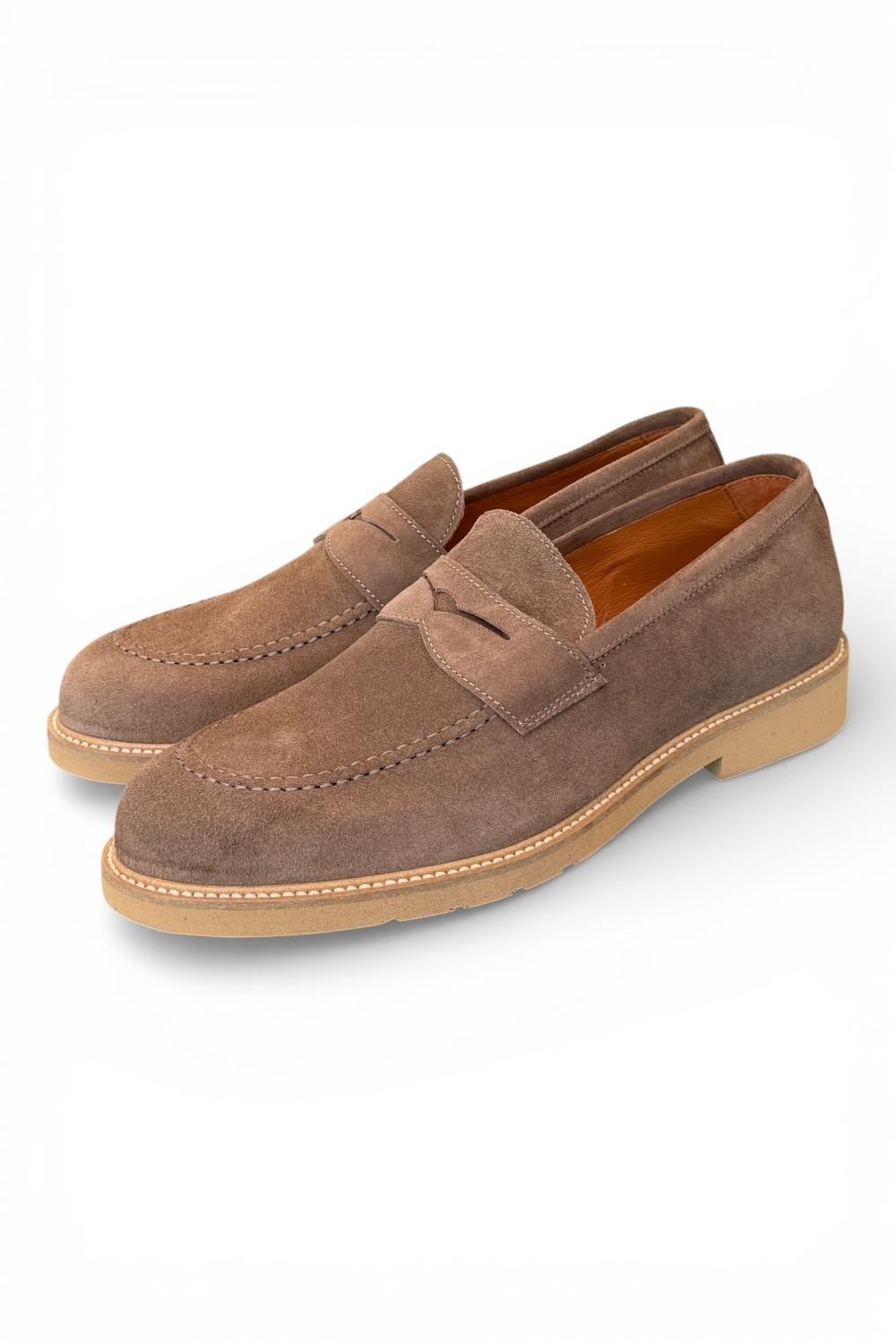 Mocassino camoscio taupe micro Exton 