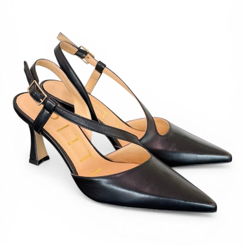Slingback trasversale pelle nera Matteo Pitti 