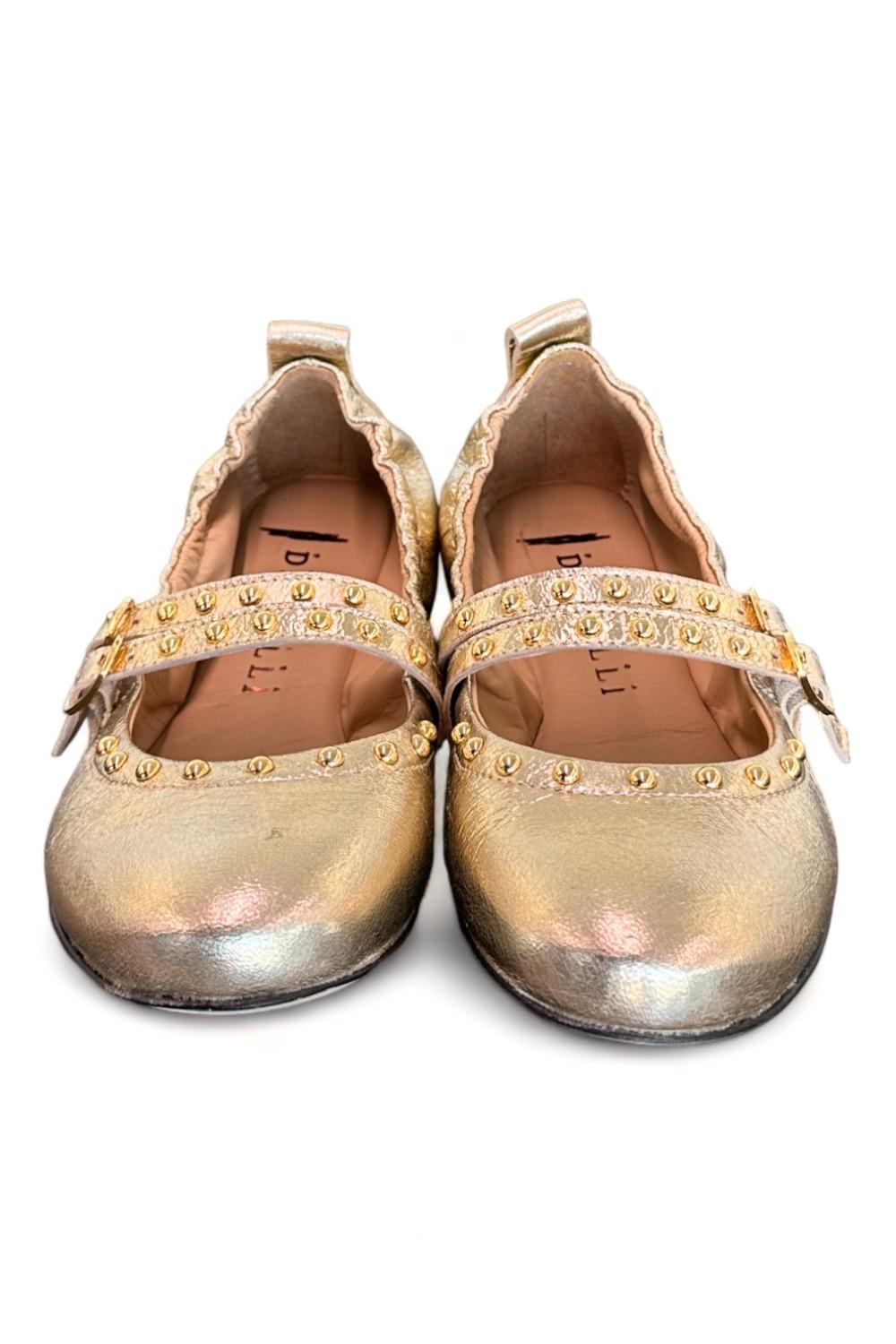 Ballerina cintini  pelle platino Dei Colli<BR/> 