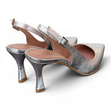 Slingback pelle argento tacco 70 Ranye 