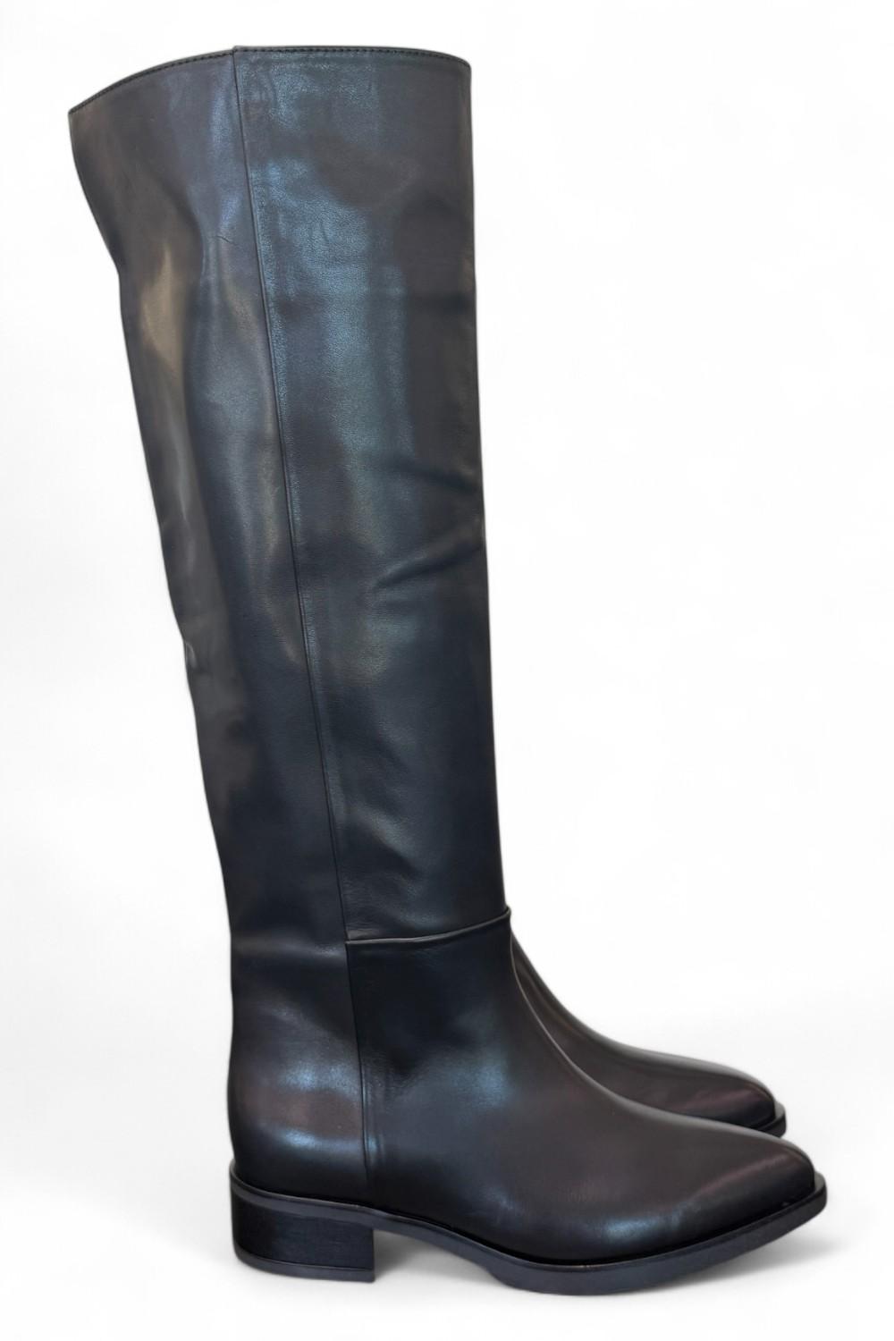 Stivale lungo forma tex pelle nera Elisa Lanci<BR/> 