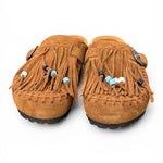Sabot con frangia e perline Taji by Lagoa suede cuoio 