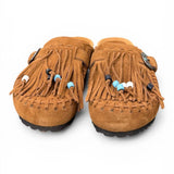 Sabot con frangia e perline Taji by Lagoa suede cuoio 