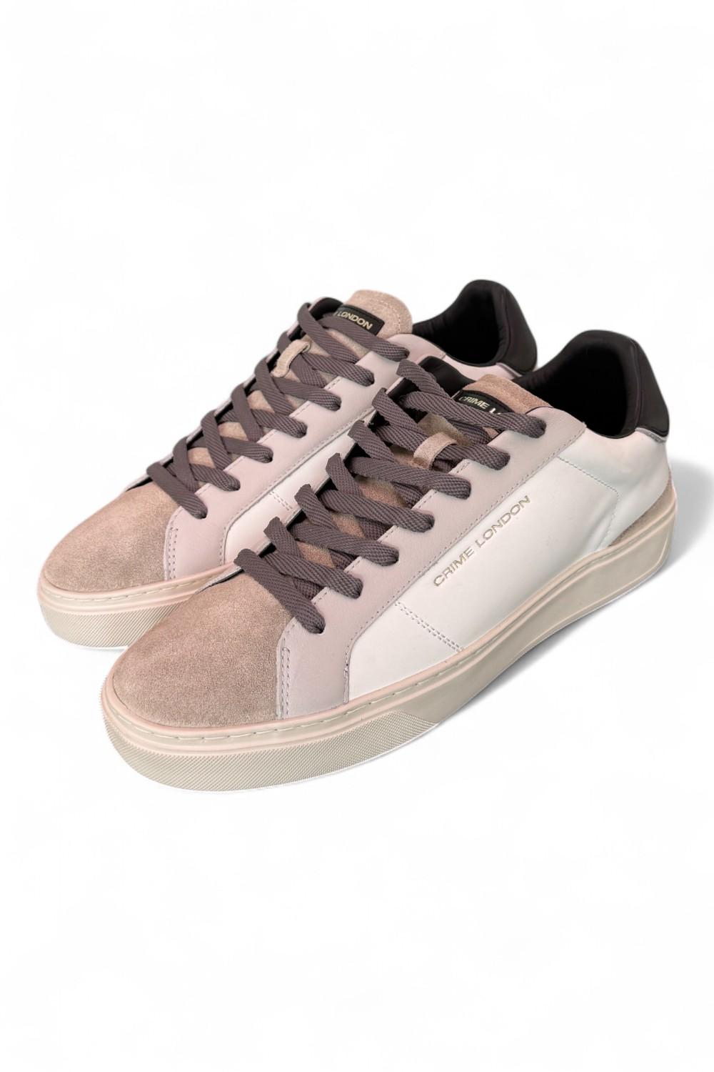 Sneaker uomo Crime London Blade Raw Shade pelle e suede bianco beige 