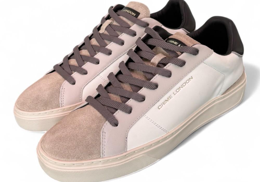Sneaker uomo Crime London Blade Raw Shade pelle e suede bianco beige 