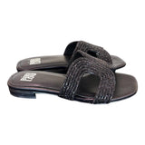 Ciabatta con strass nera Bibi Lou<BR/> 